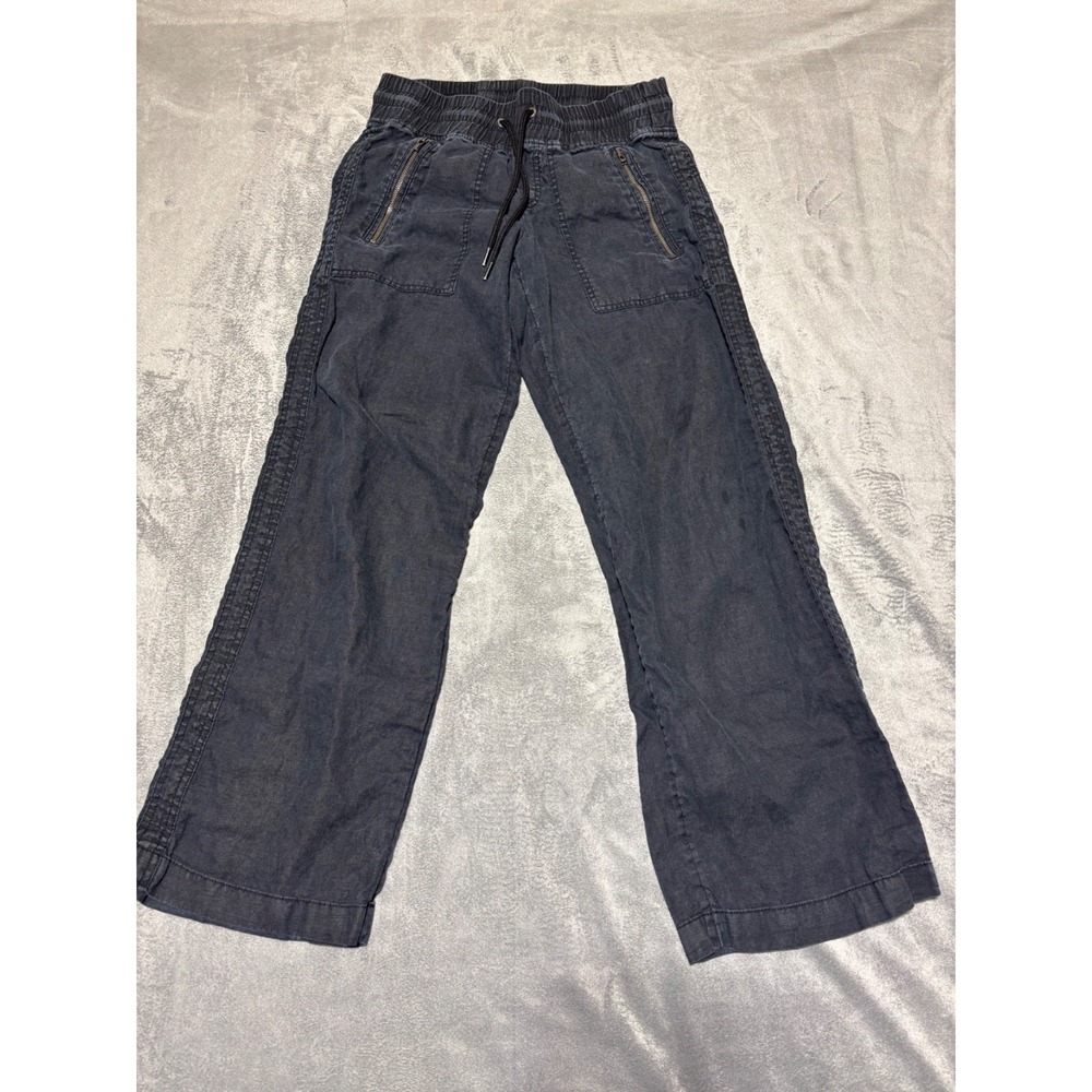 Athleta Womens 2/P Black Cabo Linen Wide Leg Pant 447244 Stain